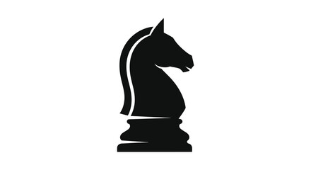 A striking black chess knight head and neck is depicted in a bold minimalist silhouette © nhpvect02