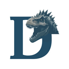 Dinosaur illustration with letter d vector graphic design element for education
