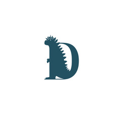 Stylized dinosaur letter d illustration for graphic design and creative projects