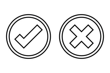 tick and cross buttons icon, green tick and red cross buttons icon, yes and no button icon, checkmark icon and cancle icon.