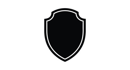 A striking black shield design with a bold outline providing a strong protective emblem silhouette