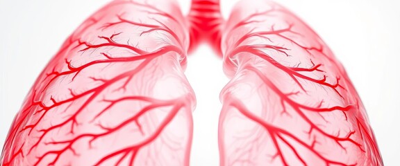 Close-up view of a healthy human lung, isolated on white,  pulmonary,  breath