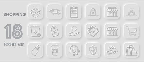 Shopping Icons Set, Ecommerce Delivery Discounts Security Elements