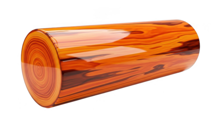 Vibrant orange cylinder isolated on transparent background