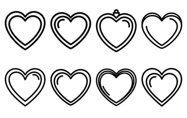 valentine heart ornament line icon set. Simple outline collection for valentines day. Editable stroke vector illustration black outline shape on transparent background.