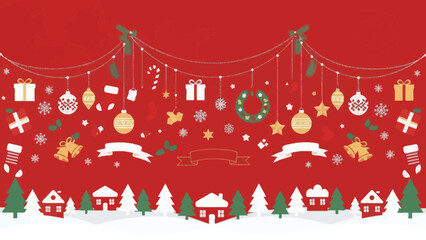 Christmas decoration on red background