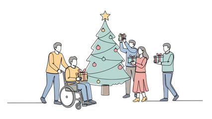 Christmas gifts giving with disabled friend