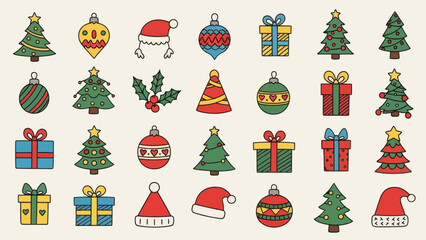Christmas doodles vector set, holiday elements
