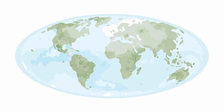 A simplistic illustration of the earth showing landmasses and oceans
