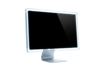 Transparent acrylic computer monitor. Futuristic display screen.