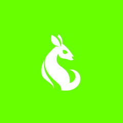 Obraz premium White kangaroo silhouette on a vibrant green background vector illustration