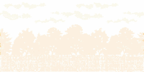 Abstract landscape with a blurred horizon of trees and a cloudy sky