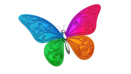 Colorful butterfly with swirling patterns isolated on transparent background
