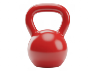 Red kettlebell with handle and ball weight fitness isolated on a transparent background