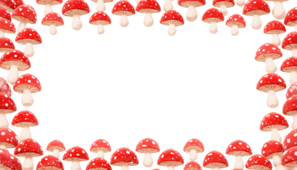 Minimalist Red Mushroom Border Frame Illustration isolated on transparent background