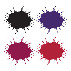 colorful paint or ink splashes falling isolated on white background