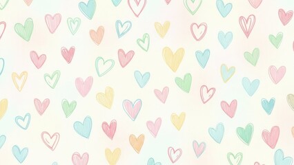 Pastel-colored heart pattern on a light background.