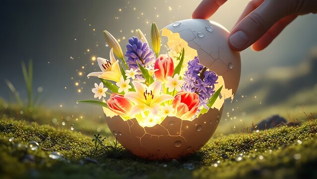 easter egg in the grass - Powered by Adobe