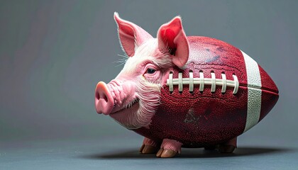 pig skin concept with a pig with a football body 