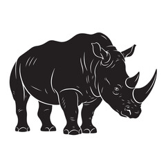 Fototapeta premium Stylized Rhinoceros Silhouette with Bold Horns and Muscular Form