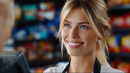 Woman smiling in store setting