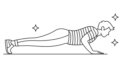 Fototapeta premium Person demonstrating proper push-up form in a clear and focused exercise illustration