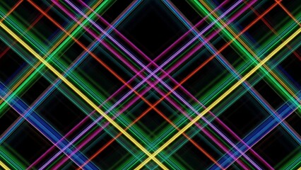 Multicolored crisscross lines on black background