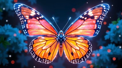 Colorful Butterfly Painting in the Background of Flower Blossoms