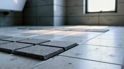 Top view of segmented bathroom floor