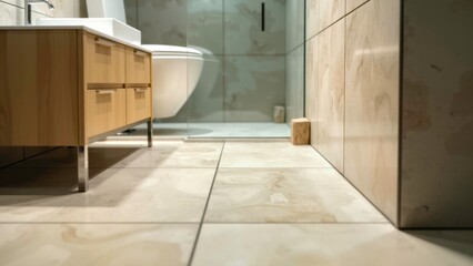 Light toned minimalist bathroom partition