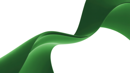 green ribbon wave design element isolated on white transparent background