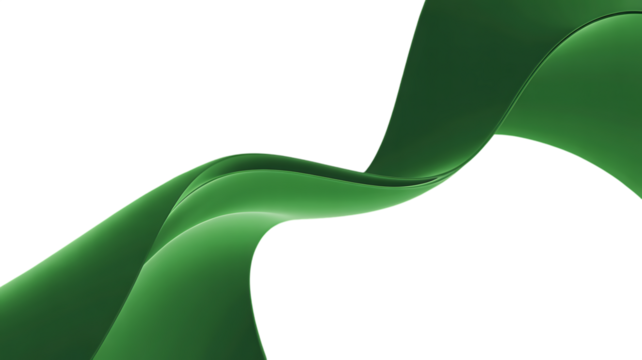 green ribbon wave design element isolated on white transparent background - Powered by Adobe