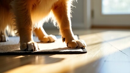 The scene of dogs clawing on floor mats