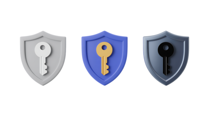 shields with keys on white background transparent background