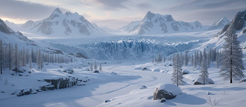 frozen ice age landscape - nature photography concept 