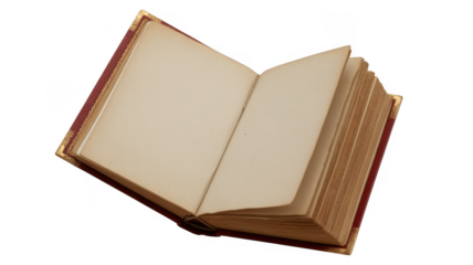 Open book with blank pages isolated on a transparent background