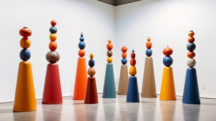 Colorful tower shaped ornament array diagram