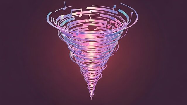 Holographic spiral vortex tornado on dark background - Powered by Adobe