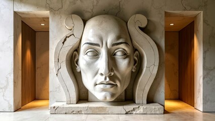 Wall embedded human face decoration diagram