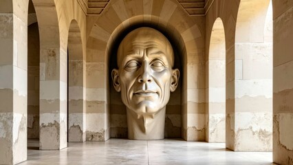 Stone arcade human face decoration picture