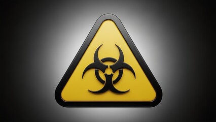Biohazard warning sign with black symbol on yellow background