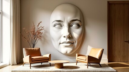 Minimalist Space Human Face Decoration Diagram