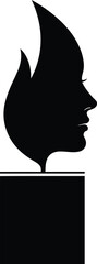 Silhouette of candle flame shaped like woman face profile