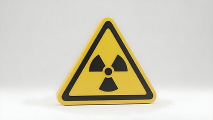 Fototapeta premium Radiation warning sign with black symbol on yellow background