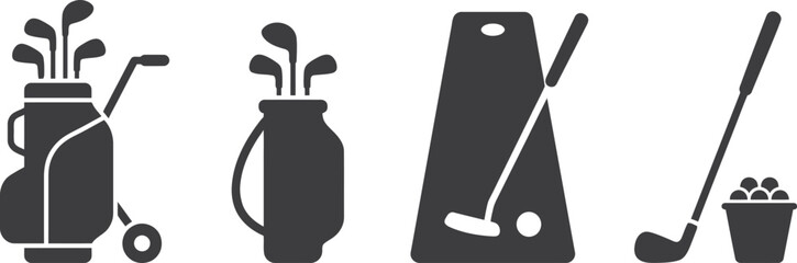 Minimal Golf Equipment Silhouette Vector Collection for Sports Branding, Posters and Infographics