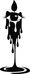 Silhouette of melting wax candle with crying eye sad concept