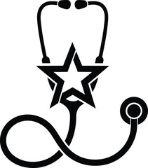 Silhouette of stethoscope forming star shape health excellence concept