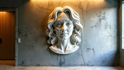 Wall relief human face ornament diagram