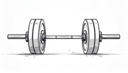 barbell dumbbell simplistic line drawing 2D
