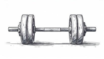 barbell dumbbell simplistic line drawing 2D